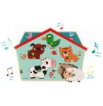 PUZZLE SONORE EN BOIS OUAF WOOF 5 PIECES - DJECO - PUZZLE A ENCASTRER AVEC BOUTONS - DJ01707