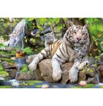 PUZZLE TIGRES BLANCS DU BENGALE AU BORD DE LA RIVIERE 1000 PIECES - COLLECTION ANIMAUX SAUVAGES - EDUCA - 14808