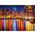 PUZZLE VILLE D'AMSTERDAM ET LE FLUVE D AMSTEL VUE DE NUIT 500 PIECES - COLLECTION PAYSAGE PAYS-BAS - CLEMENTONI - 35037