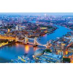 PUZZLE VUE DE LA VILLE DE LONDRES AU COUCHE DU SOLEIL 1000 PIECES - COLLECTION MONUMENT ANGLETERRE - TOWER BRIDGE