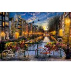 PUZZLE VUE FLEURIE SUR LE CANAL D'AMSTERDAM 2000 PIECES - COLLECTION PAYSAGE PAYS-BAS - EDUCA - 17127