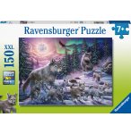 PUZZLE XXL FAMILLE DE LOUPS SE PROMENE DANS LA FORET AU CLAIR DE LUNE - 150 PIECES - RAVENSBURGER - 129089