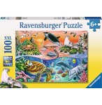 PUZZLE XXL LES ANIMAUX MARINS : DAUPHINS - ORQUE - TORTUE 100 PIECES - RAVENSBURGER - 10681