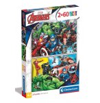 PUZZLES AVENGERS : LES PUISSANTS SUPER HEROS MARVEL 2 X 60 PIECES - SUPERCOLOR - CLEMENTONI - 21605