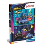 PUZZLES DC BATWHEELS : LES SUPER HEROS VEHICULES EN ACTION 2 X 60 PIECES - SUPERCOLOR - CLEMENTONI - 24812