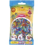 SACHET DE 1000 PERLES A REPASSER HAMA MIDI COULEURS ASSORTIES TRANSPARENTES PAILLETEES - 207-54