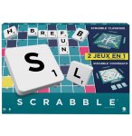 SCRABBLE CLASSIQUE 2 JEUX EN 1 - PLATEAU REVERSIBLE - MATTEL - HWD44 - JEU SOCIETE LETTRES, MOTS