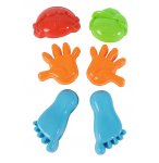 SET DE 6 MOULES A SABLE MAINS, PIEDS, VISAGES - FORMES PERSONNAGE - JOUET DE PLAGE