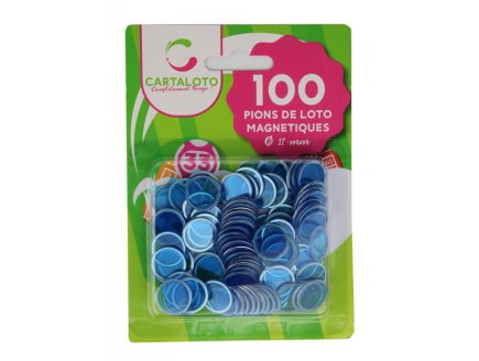 100 PIONS DE LOTO MAGNETIQUES BLEU - JETONS MARQUAGE - ACCESSOIRE BINGO - CARTALOTO