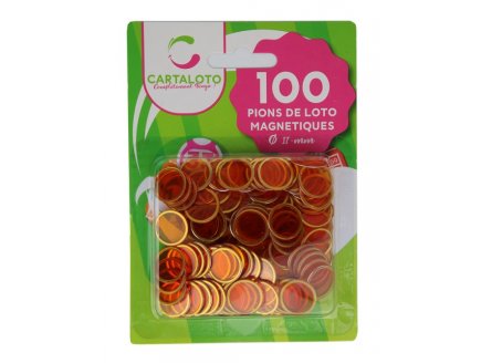 100 PIONS DE LOTO MAGNETIQUES ORANGE - JETONS MARQUAGE - ACCESSOIRE BINGO - CARTALOTO