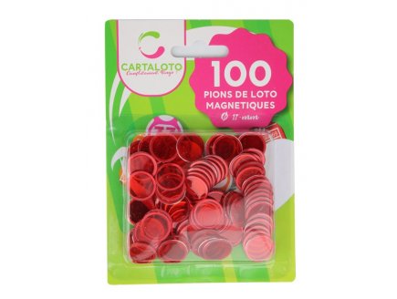 100 PIONS DE LOTO MAGNETIQUES ROUGE - JETONS MARQUAGE - ACCESSOIRE BINGO - CARTALOTO