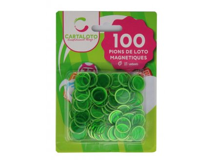 100 PIONS DE LOTO MAGNETIQUES VERT - JETONS MARQUAGE - ACCESSOIRE BINGO - CARTALOTO