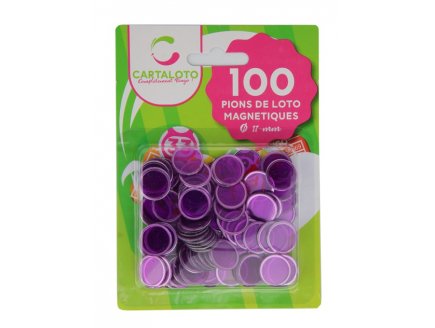 100 PIONS DE LOTO MAGNETIQUES VIOLET - JETONS MARQUAGE - ACCESSOIRE BINGO - CARTALOTO