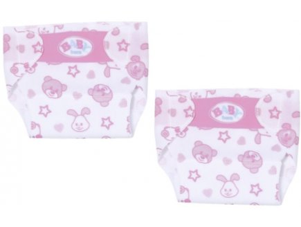 2 COUCHES CULOTTE OURSON / LAPIN EN TISSU AVEC SCRATCH SUR LES COTES BABY BORN - 36 CM - ZAPF CREATION - 828908