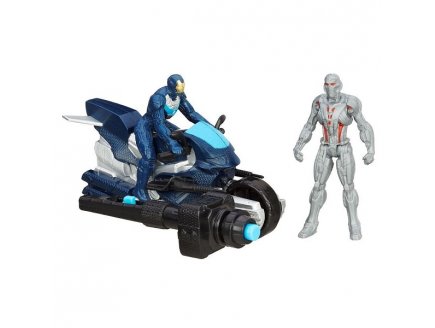 2 FIGURINES AVENGERS : AGE OF ULTRON - L'ULTIME ULTRON VS ET IRON MAN LEADER + MOTO - HASBRO - B2478