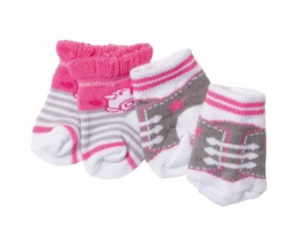 2 PAIRES DE CHAUSSETTES GRIS ET BLANCHES BABY BORN 43 CM - ZAPF CREATION (ZA405)