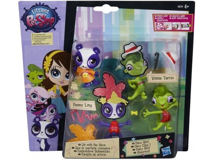 2 PETSHOP A CUSTOMISER PANDA PENNY LING + VINNIE TERRIO LE LEZARD - QUE LE SPECTACLE COMMENCE - HASBRO - A8534