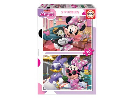 2 puzzles Disney Junior : Minnie, Figaro et Daisy 2 x 20 pi�ces - Dessin anim� - Educa - 19297