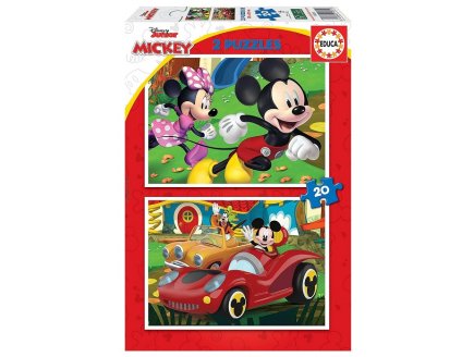 2 PUZZLES DISNEY : MICKEY ET SES AMIS MINNIE ET DINGO 2 X 20 PIECES - DESSIN ANIME - EDUCA - 19311