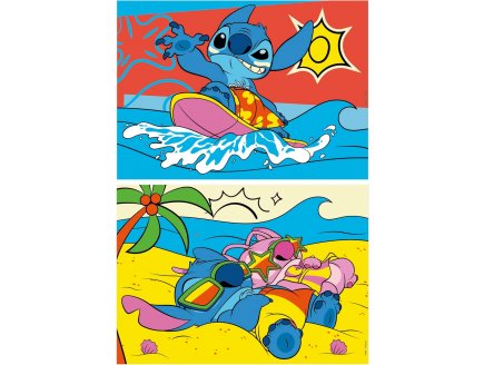 2 puzzles Disney Stitch : Stitch & Ange a la plage 2 x 48 pi�ces - dessin anim� - Educa - 20466