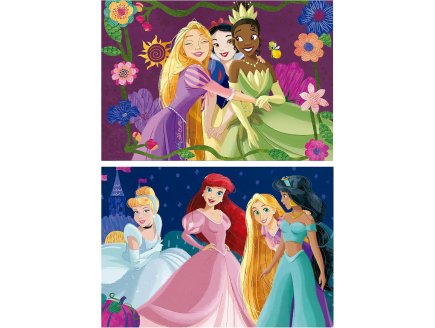 2 PUZZLES EN BOIS DISNEY PRINCESS : CENDRILLON ARIEL RAIPONCE JASMINE BLANCHE NEIGE TIANA 2 X 50 PIECES - DESSIN ANIME - EDUCA - 19672