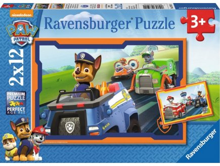 2 PUZZLES PAT PATROUILLE : MARCUS CHASE RYDER ZUMA ROCKY PARTENT EN MISSION 12 PIECES - RAVENSBURGER - 075911