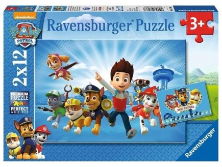 2 PUZZLES PAT PATROUILLE : RYDER ET SON EQUIPE DE CHIENS HEROS 2 X 12 PIECES - DESSIN ANIME - RAVSENBURGER - 075867