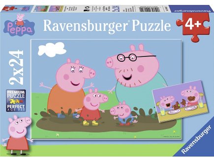 2 PUZZLES PEPPA PIG EN PROMENADE ET LE GOUTER 24 PIECES - RAVENSBURGER - 090822