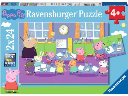 2 PUZZLES PEPPA PIG : PEPPA LE COCHON A L'ECOLE ET FAIT DE LA PEINTURE 24 PIECES - RAVENSBURGER - 090990