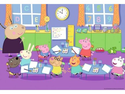2 puzzles peppa pig : peppa le cochon a l'ecole et fait de la peinture 24 pieces - Ravensburger - 090990