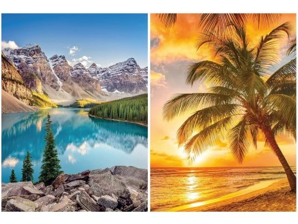 2 PUZZLES PLAGE PARADISIAQUE ET LAC DE MONTAGNE 500 PIECES - EVASION, PAYSAGE - RAVENSBURGER - 172672