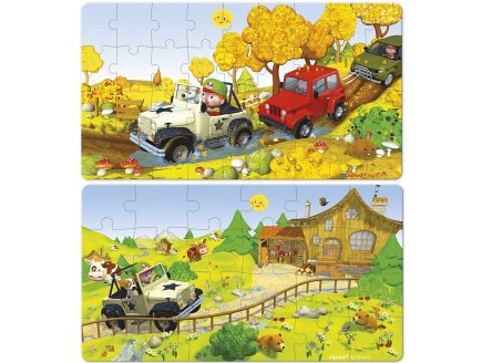 2 PUZZLES PROGRESSIFS LOVELY - JACK ET SA JEEP 24 - 36 PIECES - JANOD - J02765