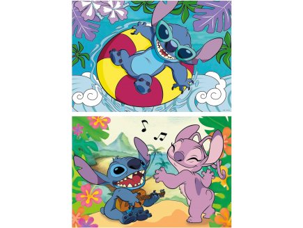 2 PUZZLES STITCH ET ANGEL SUR L'EAU ET JOUE DE LA MUSIQUE x 100 PIECES - DESSIN ANIME - EDUCA - 19998