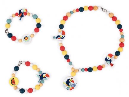 220 perles en bois toucans birdy - Janod - j06669 - kit bijoux & perles
