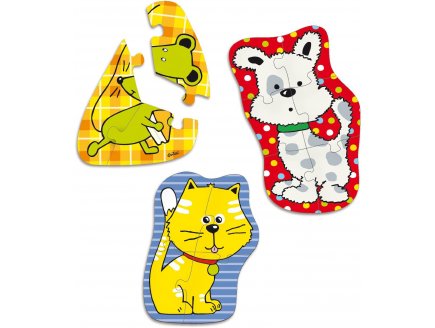 3 puzzles evolutifs en bois animaux 3 - 4 - 6 pieces - Vilac - 2593