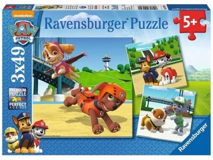 3 PUZZLES PAT PATROUILLE : DUO DE CHIENS HEROS 3 X 49 PIECES - DESSIN ANIME - RAVENSBURGER - 092390