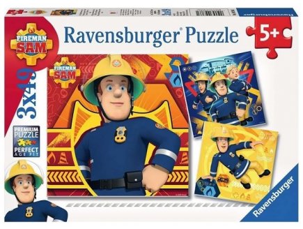 3 PUZZLES SAM LE POMPIER : PRET A INTERVENIR 3 X 49 PIECES - DESSIN ANIME - RAVENSBURGER - 093861