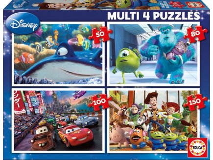 4 PUZZLES ENFANT CARS - TOY STORY - MONSTRES ET CIE - NEMO 50 - 80 - 100 - 150 PIECES - EDUCA - 15615