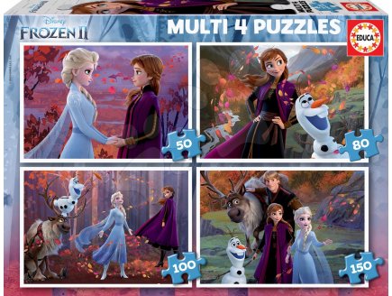 4 PUZZLES ENFANT DE LA REINE DES NEIGES II 50 - 80 - 100 - 150 PIECES - EDUCA -  18640