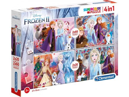 4 puzzles enfant Disney Reine des Neiges : Elsa et Olaf Sven Anna 20 - 60 pi�ces - Clementoni 21307