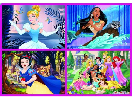 4 puzzles enfant les princesses disney : blanche neige - cendrillon 50 - 80 - 100 - 150 pieces - Educa - 17637