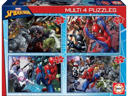 4 PUZZLES ENFANT SPIDER-MAN 50 - 80 - 100 - 150 PIECES - COLLECTION SUPER HEROS - EDUCA - 18102