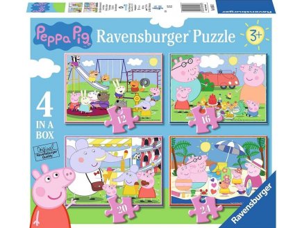 4 PUZZLES PROGRESSIFS COCHON PEPPA PIG : A PLAGE - AU PARC ET AU PIQUE-NIQUE 12 - 16 - 20 - 24 PIECES - RAVENSBURGER - 069583