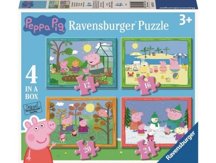 4 PUZZLES PROGRESSIFS COCHON PEPPA PIG : AU JARDIN MER AUTOMNE HIVER 12 - 16 - 20 - 24 PIECES - RAVENSBURGER - 031146