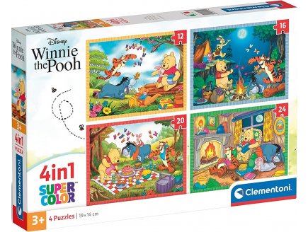 4 PUZZLES PROGRESSIFS WINNIE L'OURSON : DANS LA FORET - AU COIN DU FEU 12 - 16 - 20 - 24 PIECES - CLEMENTONI 21514