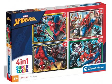 4 PUZZLES SPIDER-MAN : LES POUVOIRS DE L'HOMME ARAIGNEE 12 / 16 / 20 / 24 PIECES - SUPERCOLOR - CLEMENTONI - 21515