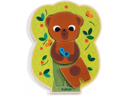 5 puzzles en bois mixamatch - 3 pieces - Djeco - puzzle a encastrer - dj01553