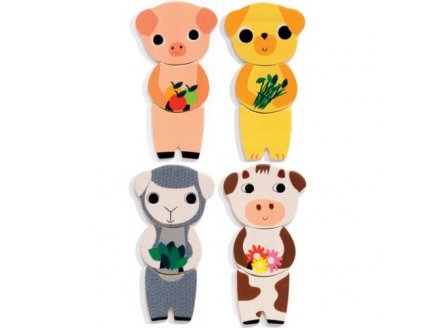 5 puzzles en bois mixamatch - 3 pieces - Djeco - puzzle a encastrer - dj01553