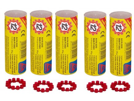 5 Tubes De 20 Amorces De 12 Coups Pour Pistolet /  Pour Fusil - 5 X 240 Coups - Recharge Accessoire jeu d'imitation enfant D�guisement