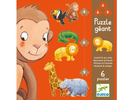 6 PUZZLES GEANTS - OUISTITI ET SES AMIS 4 - 6 - 9 PIECES - DJECO - DJ07114